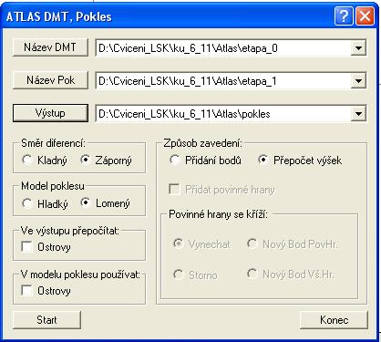 VÝPOČET OBJEMU 5.2.3.3 Výpočet rozdílového modelu Rozdílový model je v Atlase možné vytvořit dvěma způsoby a Prolínání sítí.