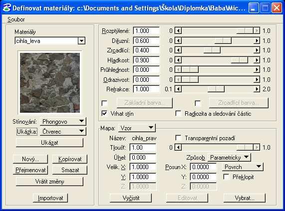 HISTORICKÝ OBJEKT BABA Postup přiřazení materiálu k vrstvě/ připojení k prvku Spuštění nástroje Přiřadit materiály. Otevření palety v dialogovém okně Soubor Otevřít paletu.