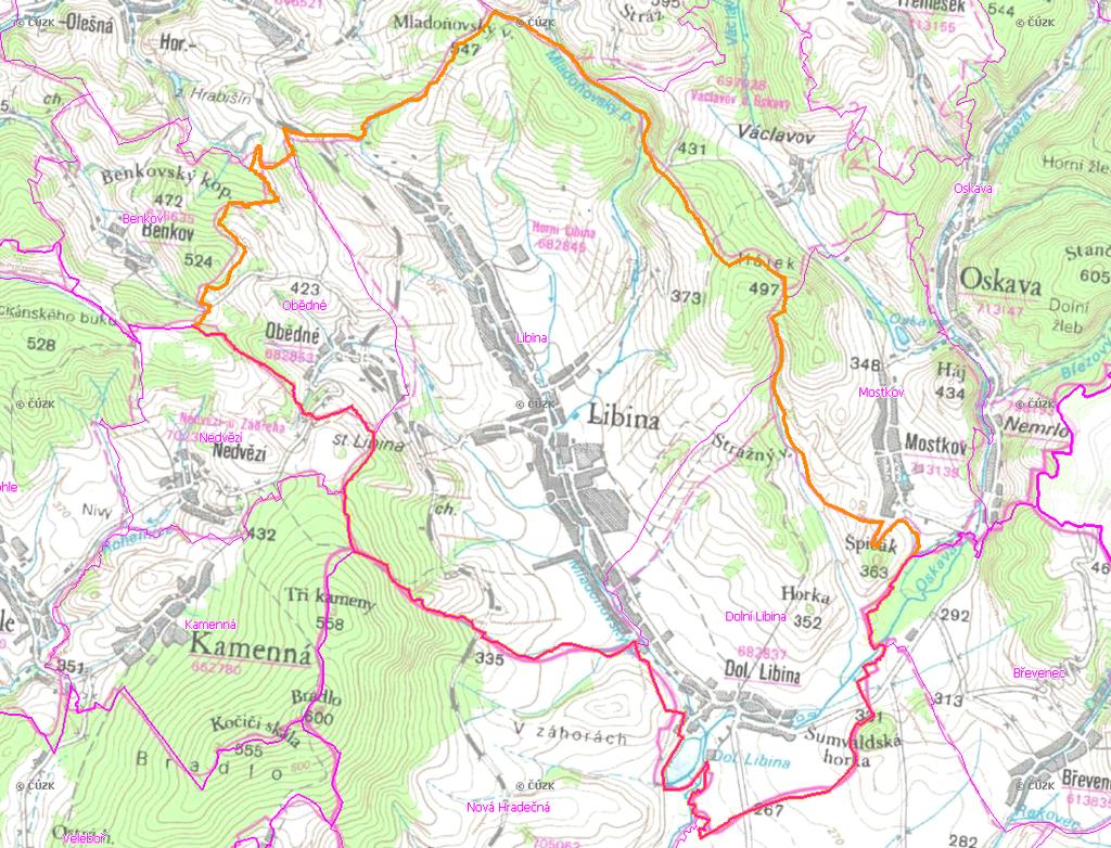 A. NÁZEV OBCE Název části obce (ZSJ): Voda: bilancováno v Libině Dolní Libina Mapa A: