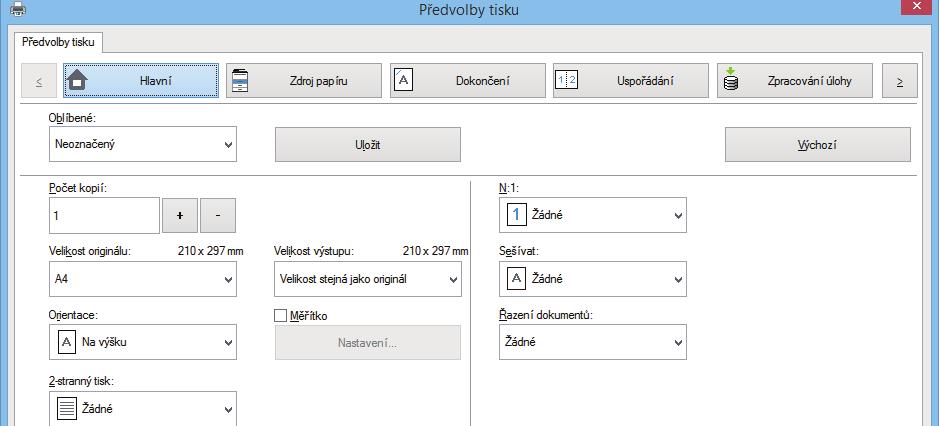 Užitečné tipy Stručný průvodce často používanými způsoby tisku (3) (1) (2) Výstup Orientace originálů Výsledek tisku Zásobník na papír Typ zásobníku Strana tisku Nastavení ovladače