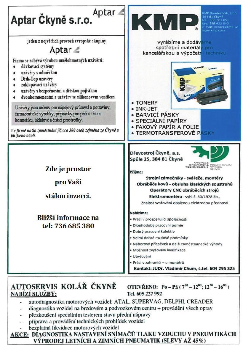 AKTUALITY ze života Čkyně duben 2018 20 Aktuality ze
