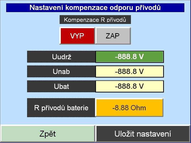 Chybné nastavení teplotní kompenzace může vést ke zkrácení životnosti baterií. V případě umístění baterií dále od zdroje je vhodné kompenzovat úbytek napětí na odporu přívodních vodičů.