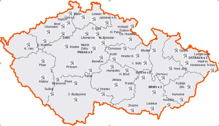 7- KONTAKTY / OBCHODNÍ SÍŤ PEUGEOT V ČR BRNO
