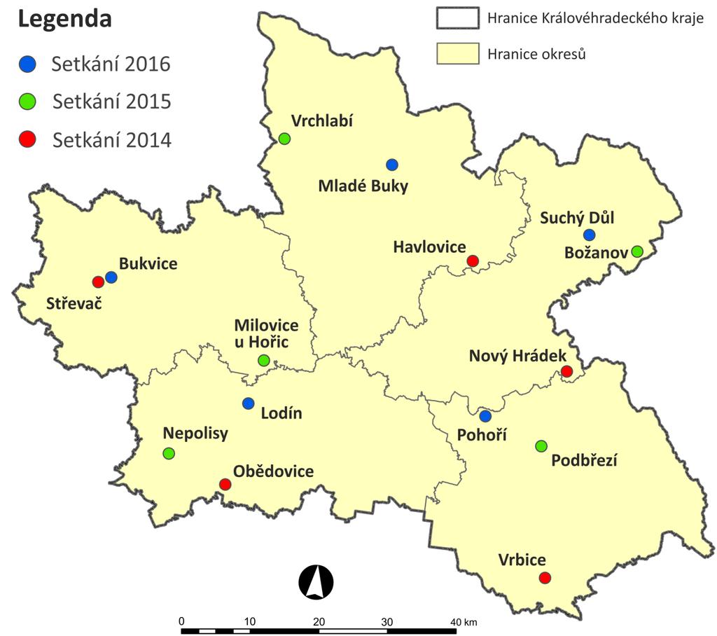 Harmonogram 3. ročníku workshopů v regionu v roce 2016: 20. 6. Obec Bukvice (okres Jičín) 21. 6. Obec Lodín (okres Hradec Králové) 22. 6. Městys Mladé Buky (okres Trutnov) 23.