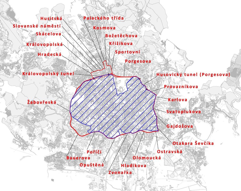 2.6. OBJÍZDNÉ TRASY Při vymezení NEZ na průjezdním úseku silnice nebo dálnice musí existovat jiná dálnice nebo silnice stejné nebo vyšší třídy.