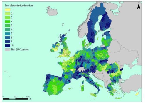 Obr 12: Totální hodnota ekosystémových služeb pro EU27.