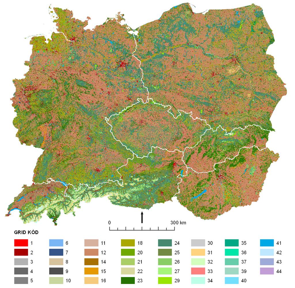 CORINE Land Cover je uvedena v příloze P1. Tato vrstva není využita pro typologii přírodní krajiny a proto počet kategorií není upraven. Obr. 14: Vstupní vrstva CORINE Land Cover.