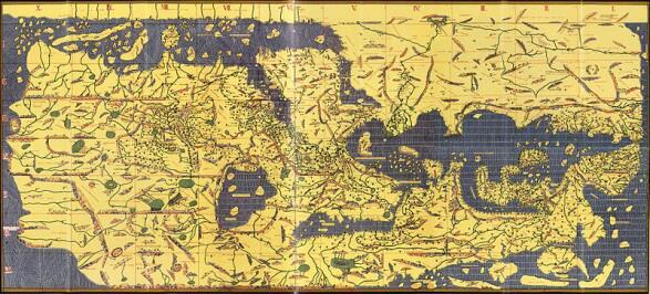 Idrísího mapa světa asi z roku 1152