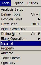 55 menu Tools (viz Obrázek 5.3). První varianta je výhodnější, materiál bude vybrán přímo v okně pro definování přístřihu.