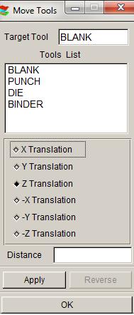 ve všech osách o uživatelem navolené hodnoty. Cesta k posouvání nástrojů je následující: roletové menu Tools Position Tools Move Tools. Obrázek 6.