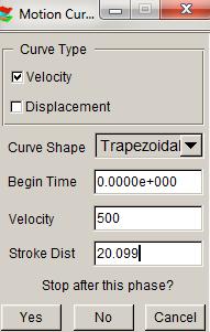 74 Obrázek 6.12 Definování křivky pohybu části tažného nástroje V okně nazvaném Motion Curve uživatel volí typ křivky ( Curve Type ) zaškrtnutím Velocity rychlost.