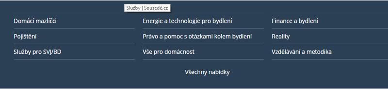 MENU 2: ZÁKLADNÍ NABÍDKA SLUŽBY Umístěním kurzoru na tuto položku se otevře rolovací