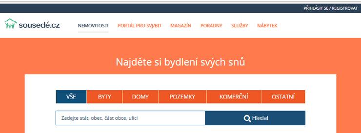 MENU 2: ZÁKLADNÍ NABÍDKA REALITY 1 Kliknutím na tuto položku se dostanete na realitní část portálu. Spojili jsme se s partnerem www.ceskereality.