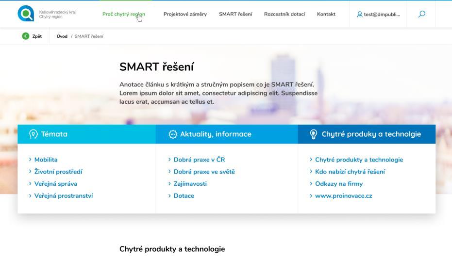 Chytrý region WEBOVÝ PORTÁL Spojujeme potřeby obcí: Dotační rozcestník pro