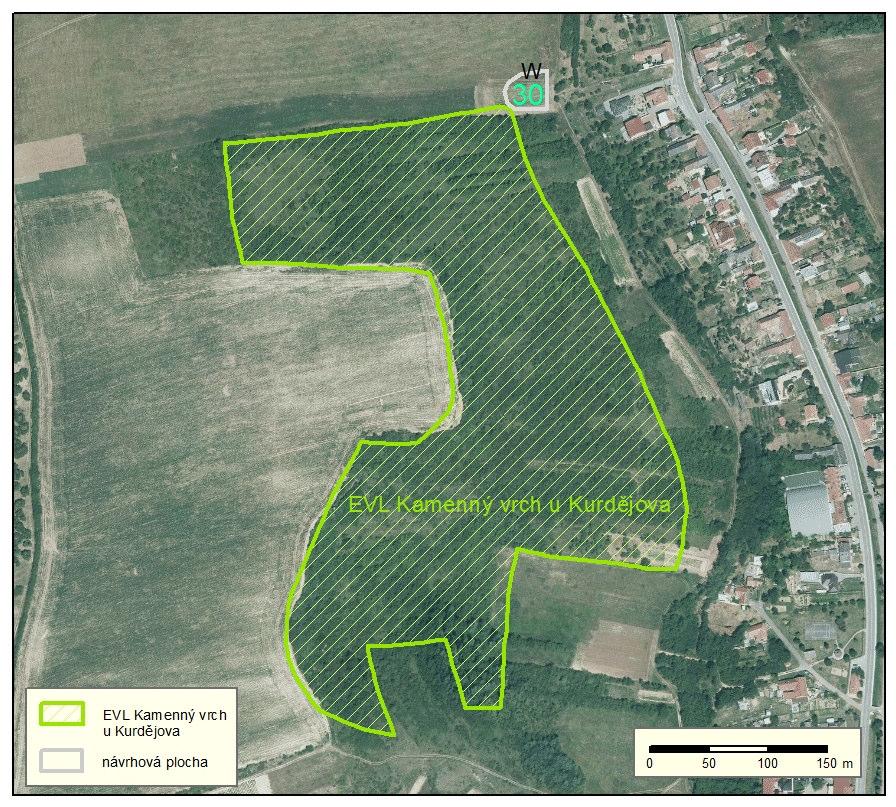 znění. Návrh územního plánu Kurdějov Jak je patrné ze situace (Obr. 1, 2), posuzovaná koncepce zasahuje do EVL Přední kout (CZ0624114).