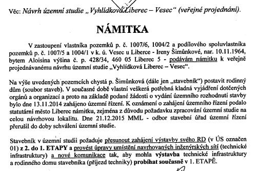 Námitka CJ MML 104816/16, Ing. Jan Černý pozemek parc. č.