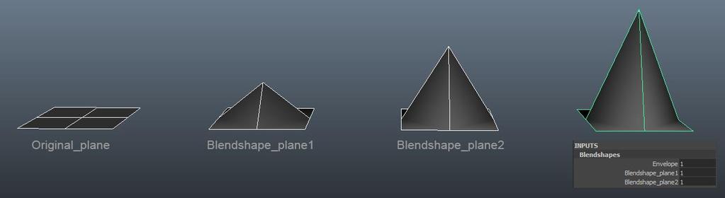 6. TEORIE BLENDSHAPES Jak již bylo zmíněno, funkce blendshape využívají při deformacích lineární interpolace. Jedná se tedy o jednoduchý posun série vrcholů v 3D prostoru.