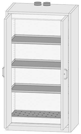 Bezpečnostní skříň na hořlaviny BASIC XL Vnější rozměry (š x h x v): 1195x595x2075 mm Vnitřní rozměry (š x h x v): 1119x470x1600 mm