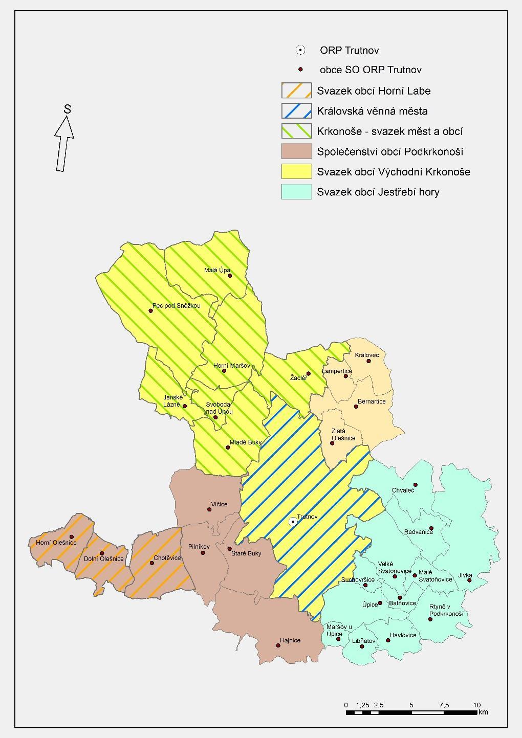 2 Souhrnná zpráva za všechny DSO v území Ve správním obvodu ORP Trutnov působí šest dobrovolných svazků obcí (Společenství obcí Podkrkonoší.