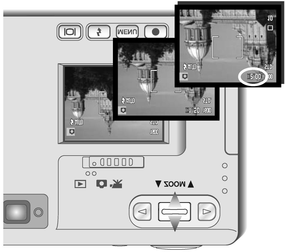 Režim Záznam Digital zoom (Digitální zvětšení) Digitální zvětšení, kterým se doplňuje optické zvětšení, lze volit ve čtyřech krocích až do hodnoty 2.