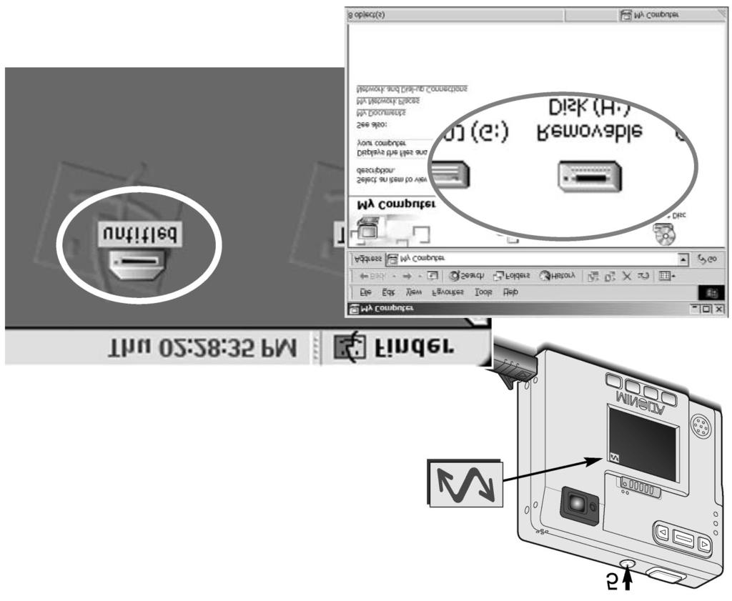 Režim Přenos dat 5. Zapněte fotoaparát, inicializuje se připojení přes USB. Při připojování fotoaparátu k počítači se zobrazí okno přenosu dat.