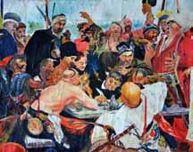 488. Neznámý autor (kopie Ilja Repin ) Záporožští kozáci píší Sultánovi