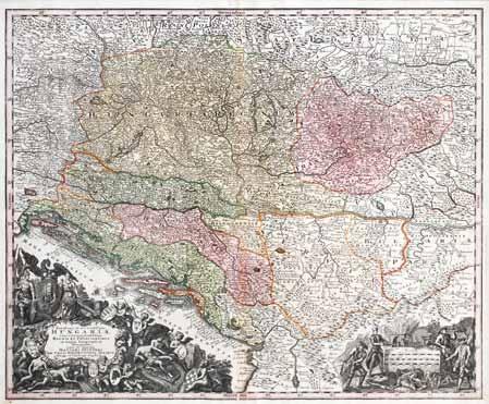 Krejsa, rám 1 500 Kč ( 60) 588. Matthäus Seutter (1678 1757) Mapa Uher za vlády Karla VI.