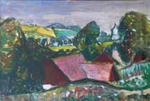 256. Alois Fišárek (1906 1980) Stavení v krajině tempera, papír, 1958,