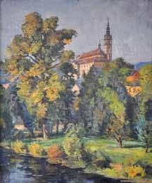 312 313 315 314 312. Josef Krčil (1906 1985) Veduta olej, plátno, 100 x 140 cm, sign.