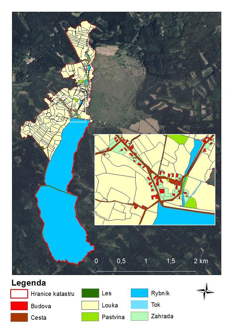 Obrázek č. 18: Mapová rekonstrukce Padrtě (začátek 50.
