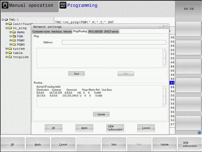 9 Funkce HEROSu Rozhraní Ethernet Nastavení Domain Name Server (DNS Server názvů domén) Default Gateway (Standardní brána) Význam Opce DNS určit automaticky: Řídicí systém má získat IP-adresu serveru