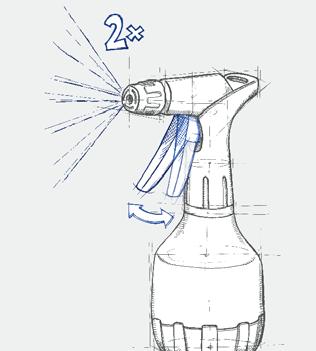 Rozprašovací hlavici lze snadno demontovat Integrovaná výlevka k zalévání květin a sazenic Ergonomický design