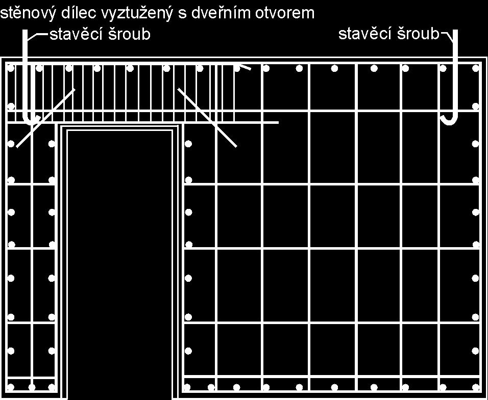 nevyztužený, stěnový dílec plný vyztužený, stěnový dílec vytužený s dveřním otvorem Fig.