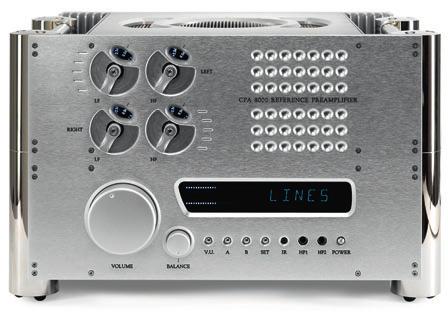 cpa 8000 Předzesilovač cena 905 000 Kč Harmonické zkreslení Intermodulační zkreslení Vyvážení kanálů Maximální výstupní napětí Maximální výstupní napětí Výstupní zpoždění Výkon potenciometru 2,5Hz