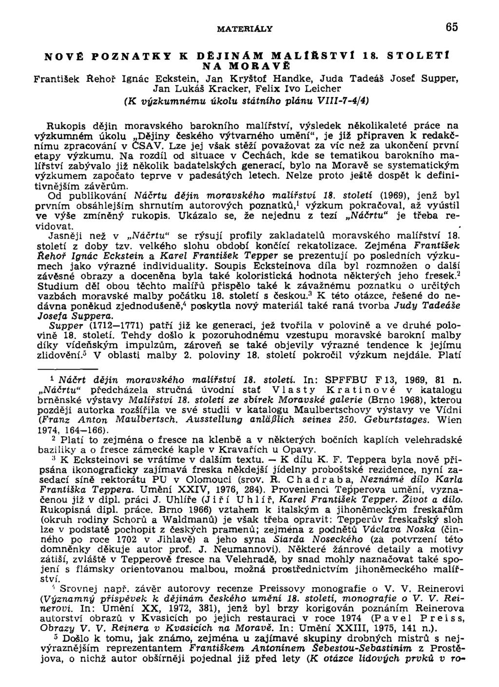 MATERIÁLY 65 NOVÉ POZNATKY K DE JINAM MALlftSTVl 18.