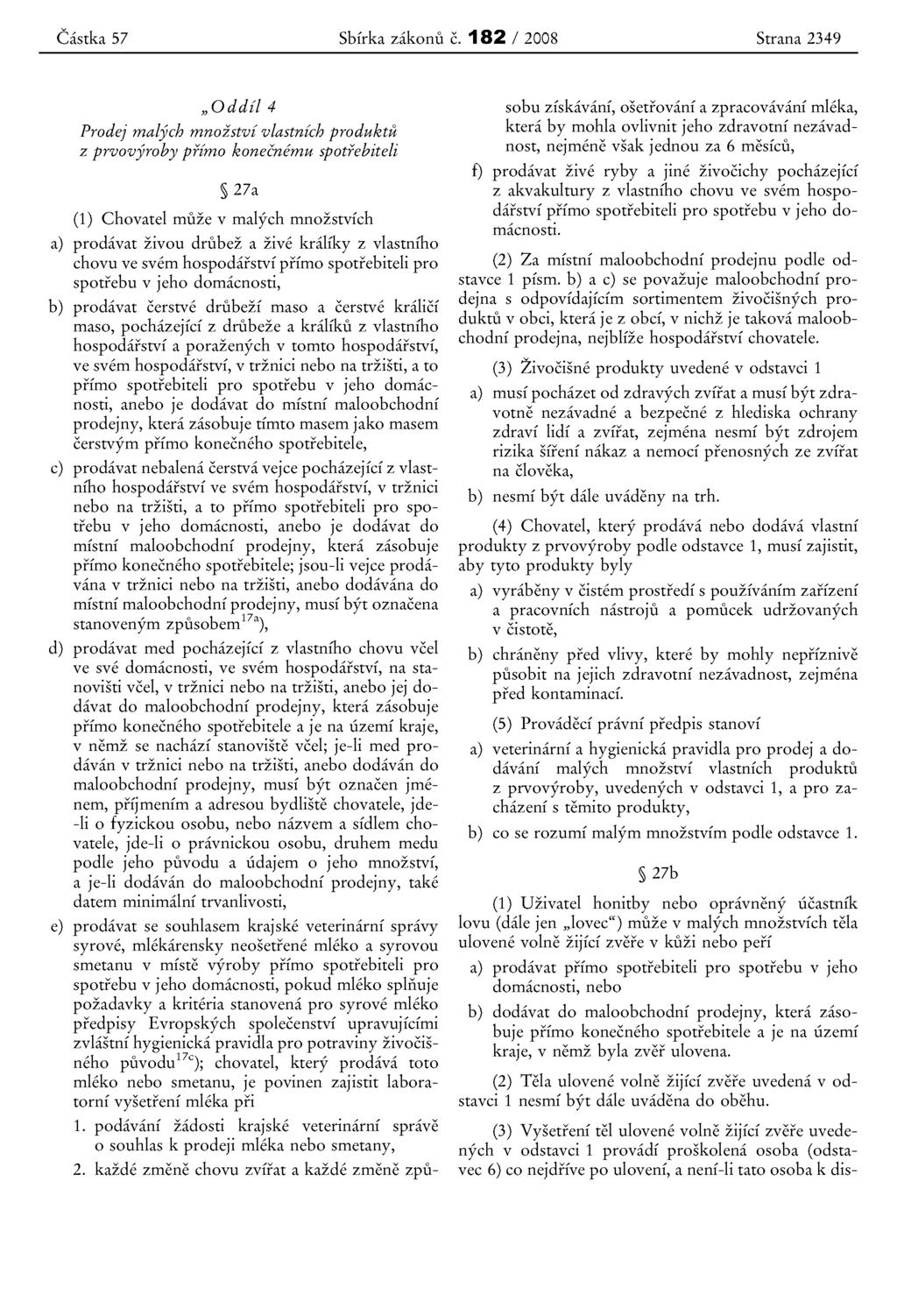 Castka 57 Sbfrka zakonu e.