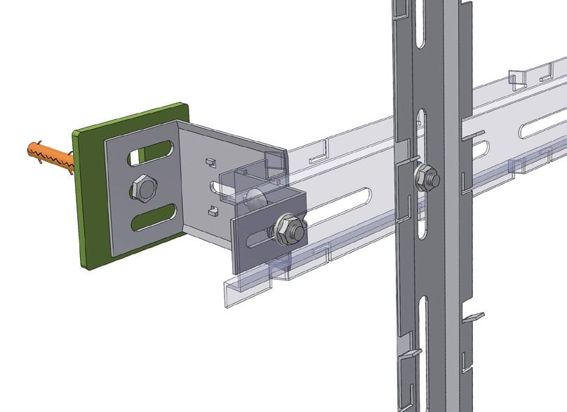 2.9 Svislé (nosné) Omega lišty přišroubujte k již namontovaným vodorovným Omega lištám vratovými šrouby M6x12 a maticí s límcem /obr.12/.