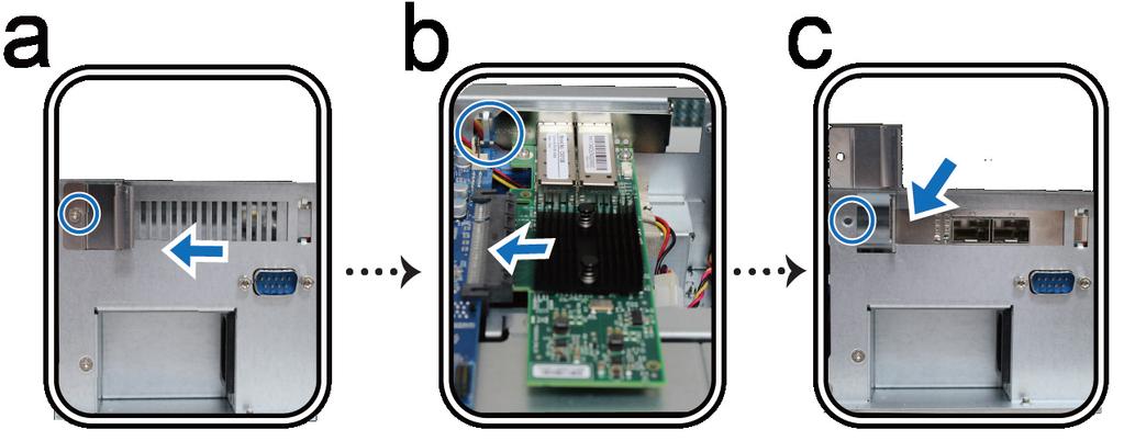 Připojení síťové karty do zařízení RackStation Zařízení RackStation podporuje jednu přídavnou síťovou kartu PCIe x8.