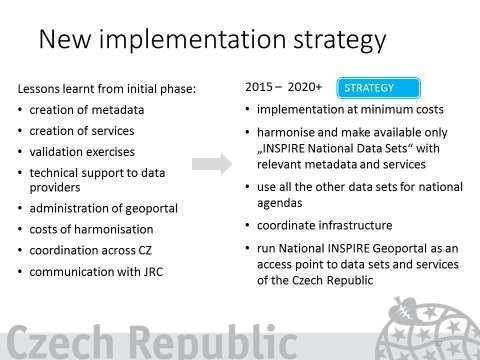 Stratege mplementace INSPIRE Prezenta e z českého e náře JRC: