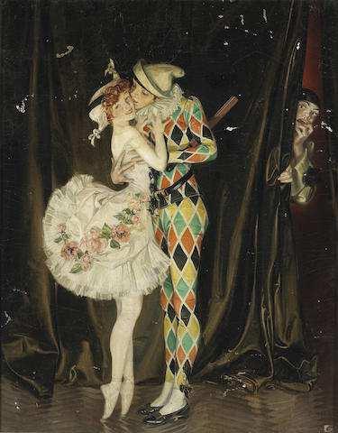 Obrázek 10: Frank Xavier Leyendecker: Arlecchino and Columbina (1913) Zdroj: BONHAMS [online]. 2006 [cit. 30