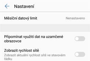 Správce telefonu Hodnocení využití dat: Zobrazit přenesená data pro jednotlivé aplikace. Síťové aplikace: Spravovat povolení týkající se přístupu na Internet pro jednotlivé aplikace.