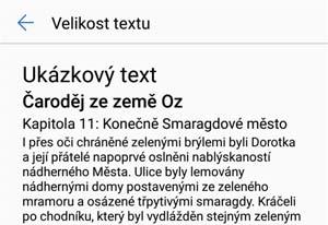 Obrazovka a displej Přetáhnutím posuvníku upravte velikost písma Klepnutím zmenšete velikost písma Klepnutím zvětšete velikost písma Nastavení jasu obrazovky Upravte jas obrazovky tak, aby vyhovoval