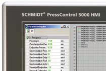 Nastavení parametrů, obsluha a programování probíhá prostřednictvím softwarových komponent, které se instalují na ovládacím panelu SCHMIDT PressControl 5000 HMI nebo na uživatelském PC.