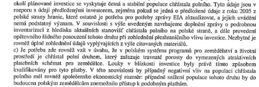 rušení provozem VTE u chřástala) vyhodnocen jako významný. 6) Dariusz Jesionowski, expert v oblasti přírody dne 22