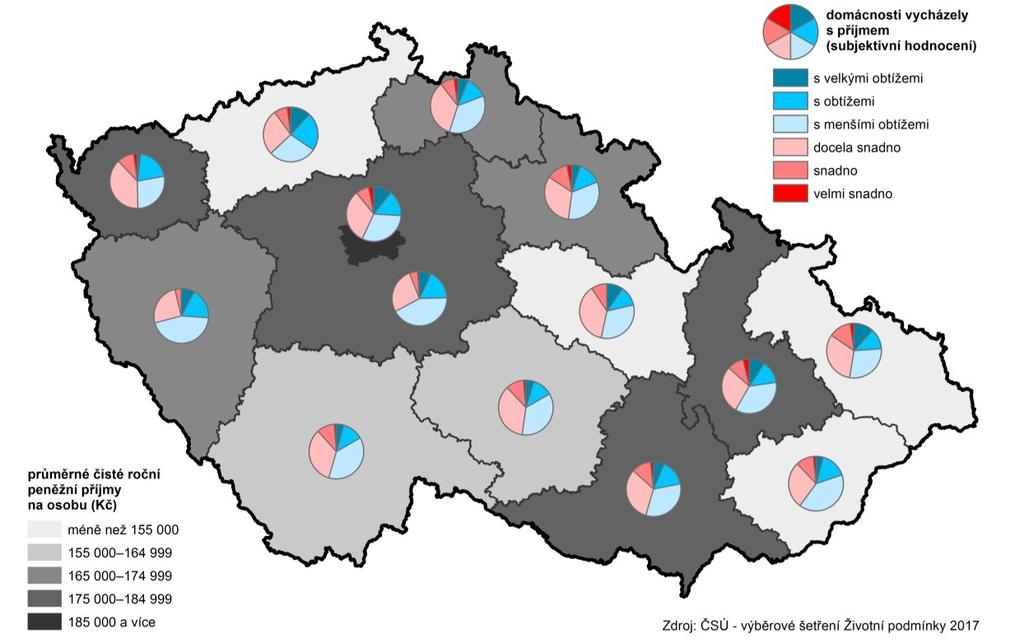 Nejvyšší výdajovou položku na bydlení představovaly poplatky na elektřinu, ve srovnání s ostatními kraji se jednalo o nejvyšší podíl.