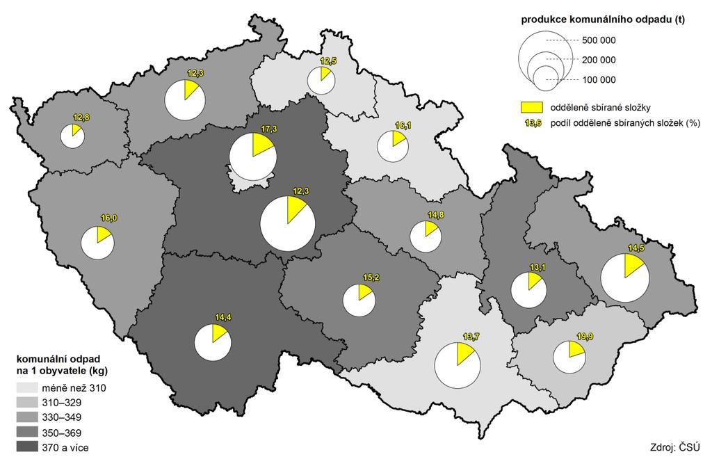 Kartogram 21 Komunální odpad v krajích v roce 216 Výdaje na ochranu ŽP Výdaje na ochranu životního prostředí byly v roce 216 v kraji nejnižší za posledních pět let.