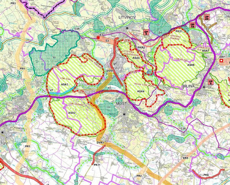 Z administrativního hlediska se Most dělí na 8 místních částí, Litvínov je složen z 12 částí obce: Statutární město Most: město Litvínov: - I Komořany - Dolní Litvínov - II Souš - Hamr - III Starý