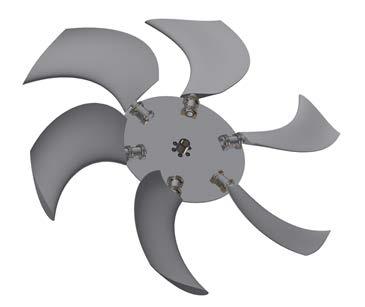 3D model rotoru R-G3-V14-2500 Termogram rozložení teplotních polí na listech vrtule s topnými tělesy MOVEZ V rámci projektu MOVEZ byl v roce 2017 v návaznosti na aero-akustický návrh proveden