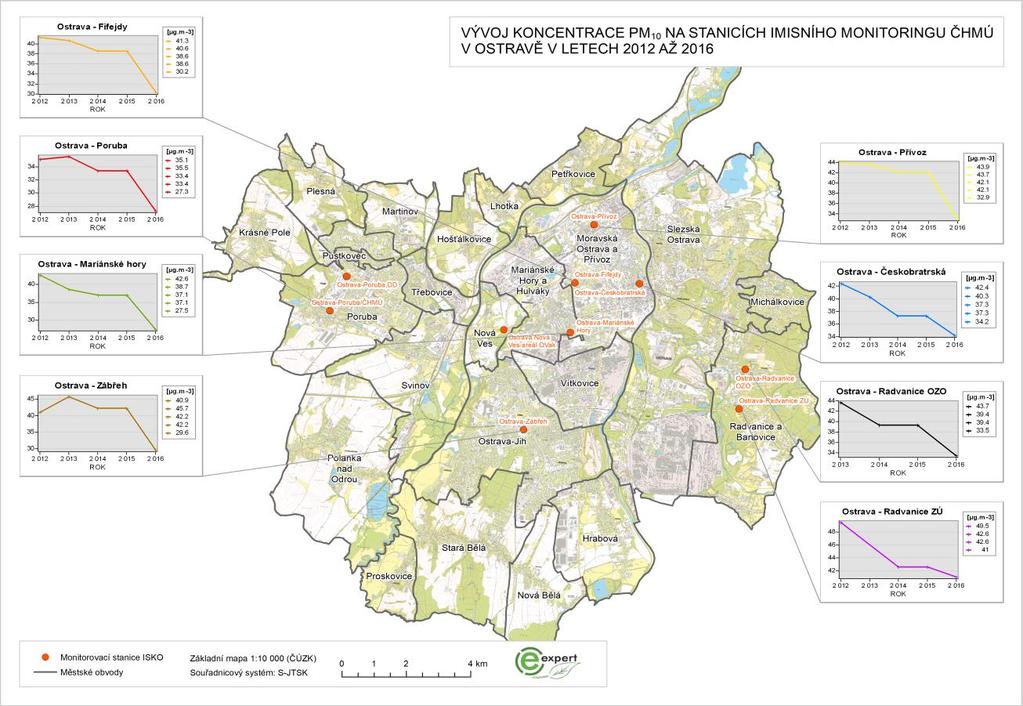 2.6. Data z imisního monitoringu na území Ostravy Na území města Ostravy jsou umístěny monitorovací stanice kvality ovzduší.