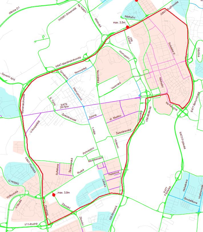 Obrázek 25a Omezení nákladní dopravy v NEZ Centrum zdroj: https://www.ostrava.